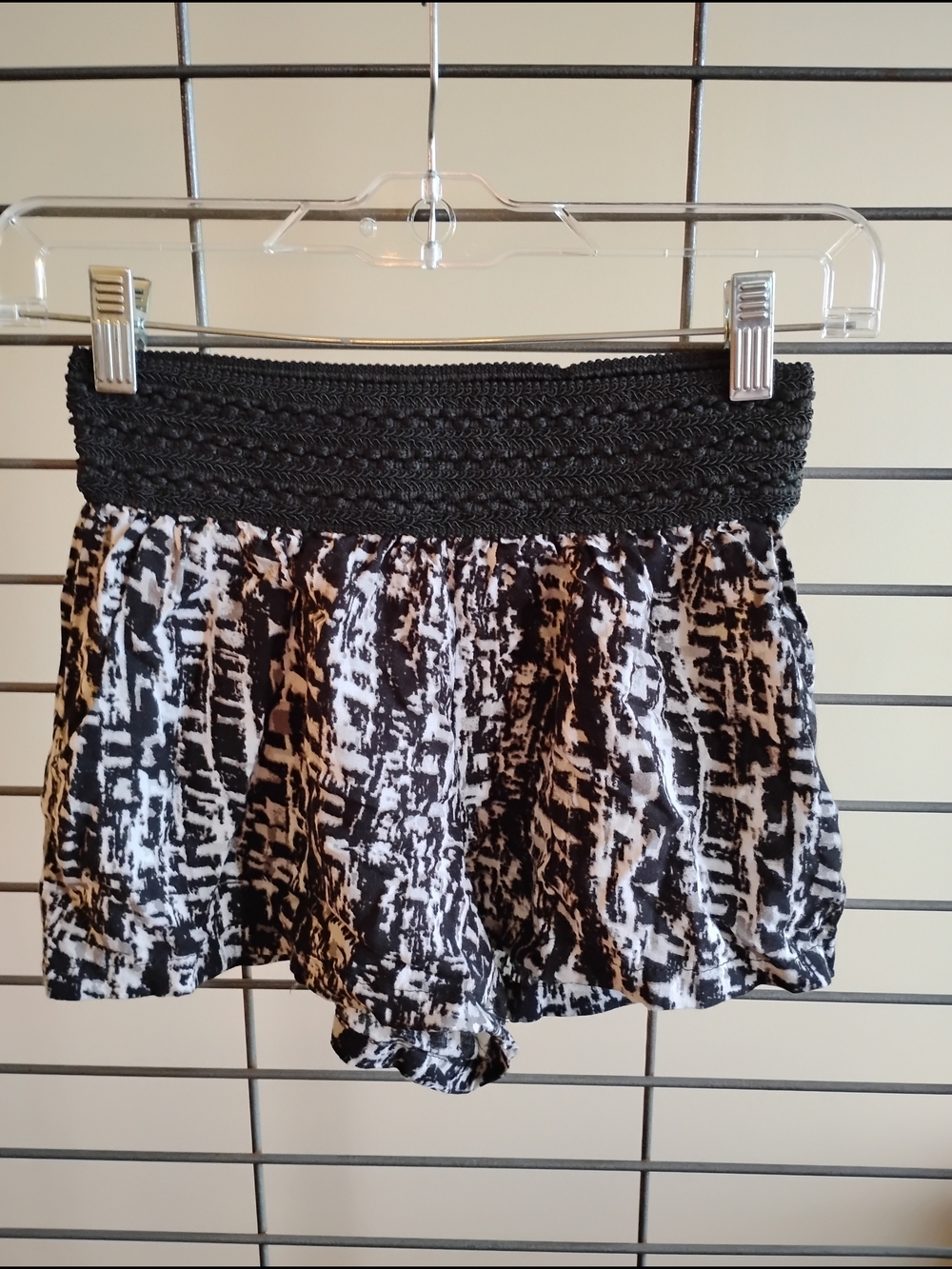 High-Waist Black & White Printed Women's Shorts
